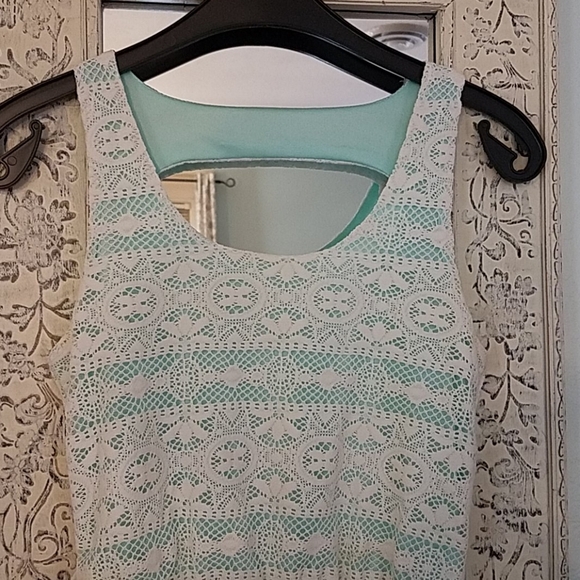Maurices Beautiful Off-white Lace Turquoise High-low Sundress Cutout XS - Picture 2 of 14